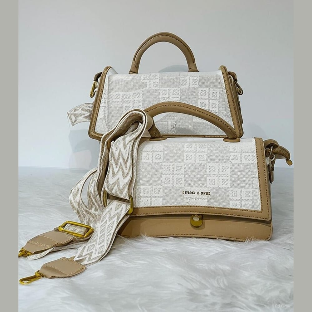Beige Monogram Satchel