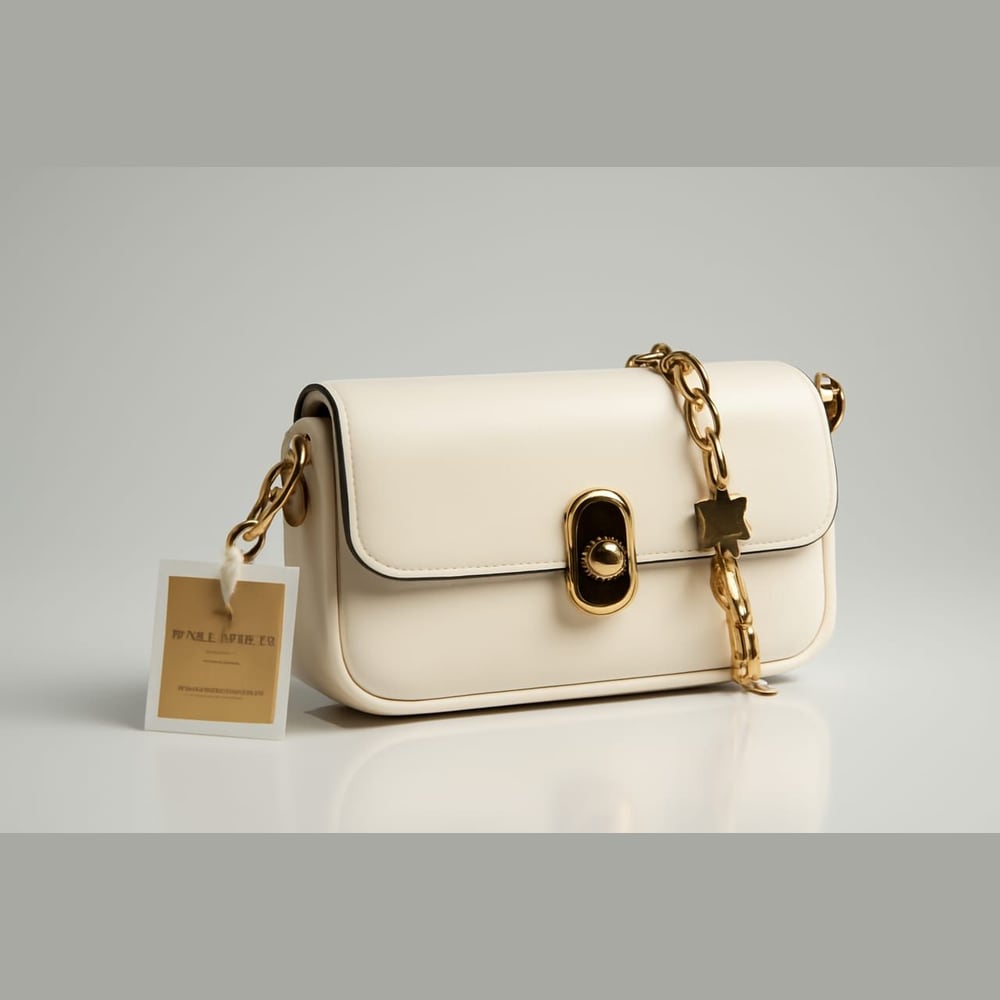Cream Star Chain Bag